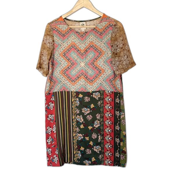 TINY Anthropologie Mixed Print Boho Floral Dress Size XS- Small b142 - Picture 1 of 12